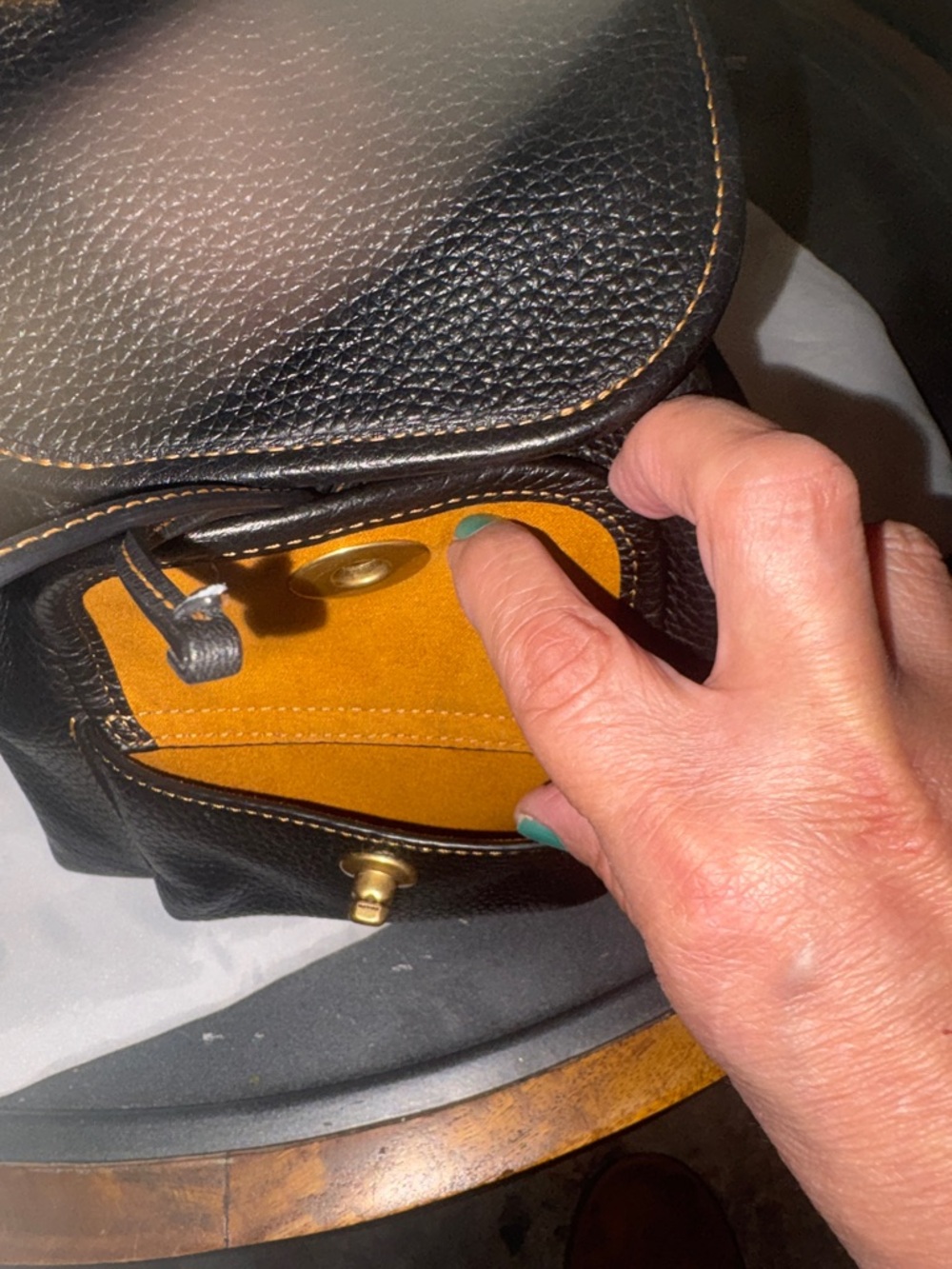 RIYA Vintage Black Leather Backpack 21 with Gold Hardware - Picture 8 of 11
